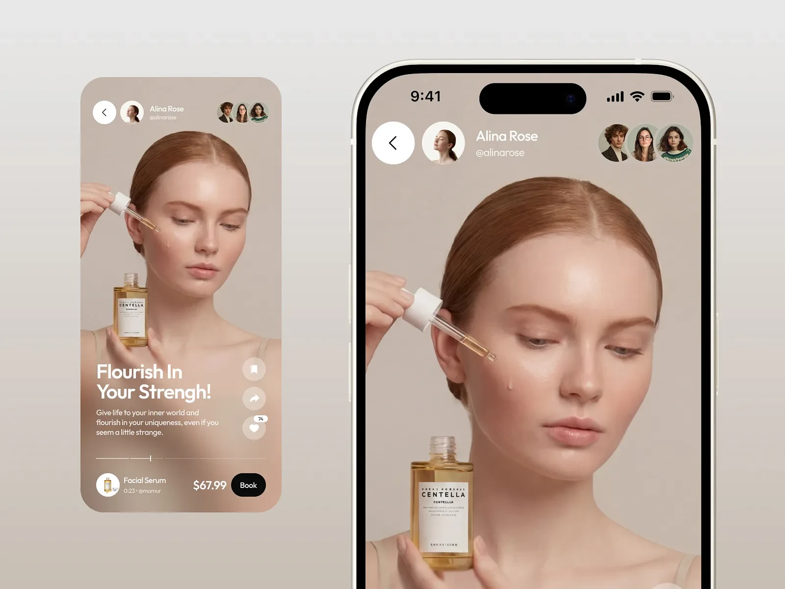 Beauty and skincare e-commerce shopping experience.