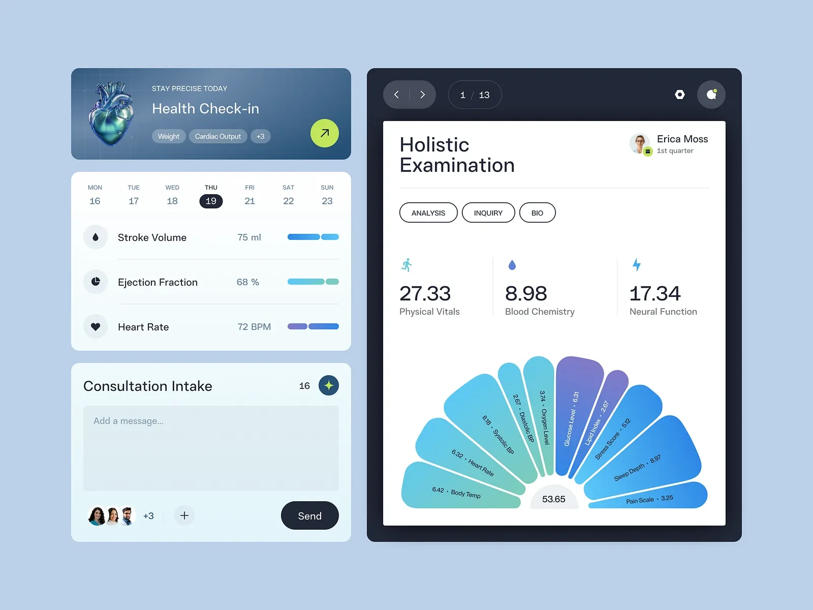 Healthcare mobile app interface and patient services.