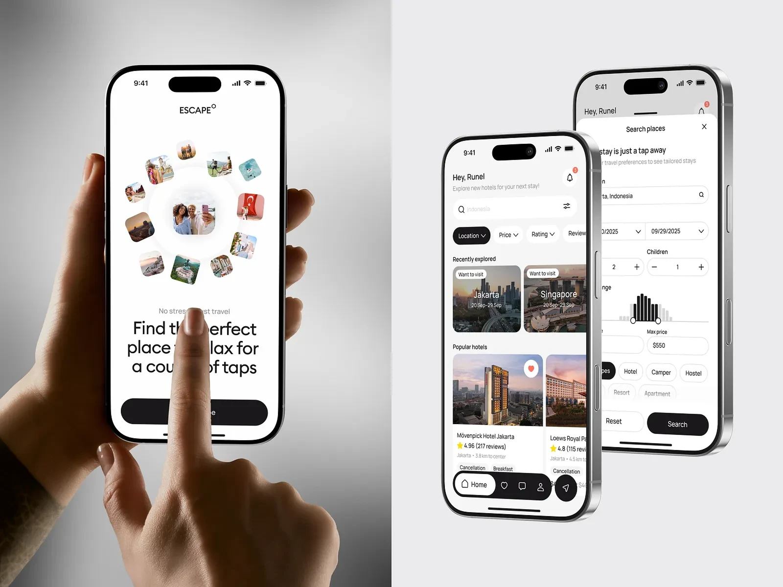 Hotel booking mobile app and travel accommodation search.