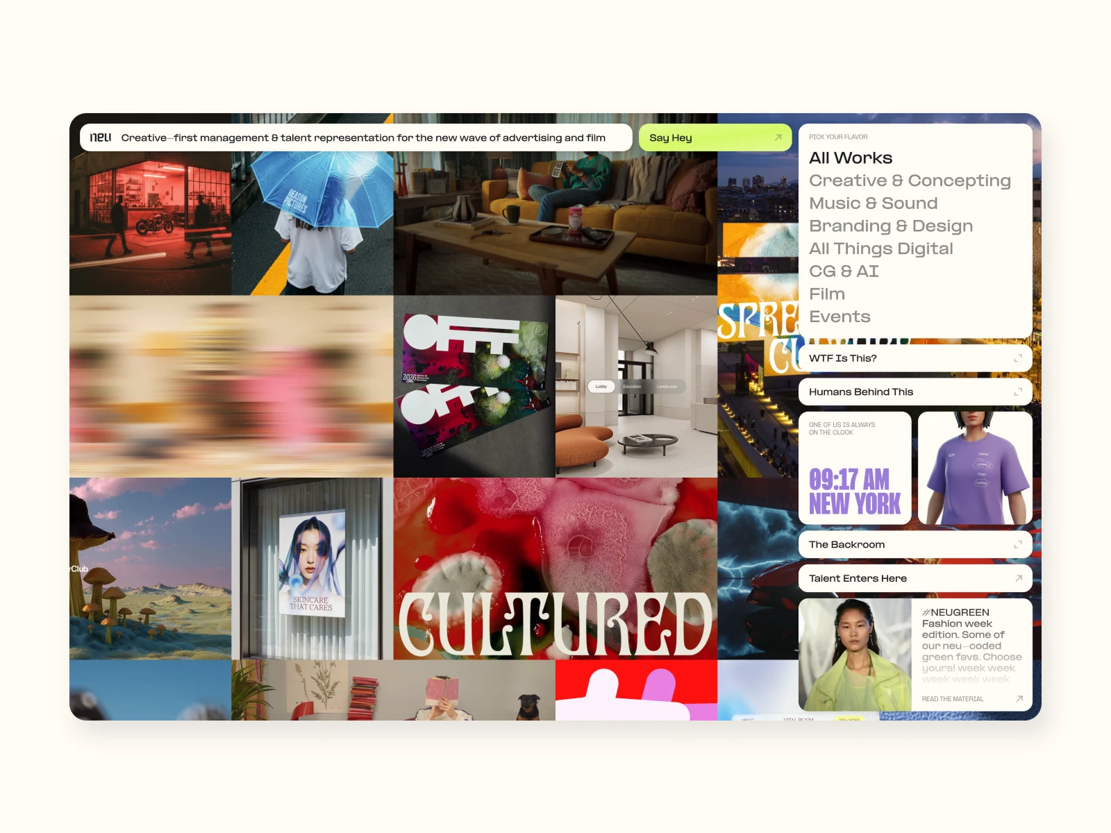 Neu Cultured concept design and visual exploration.