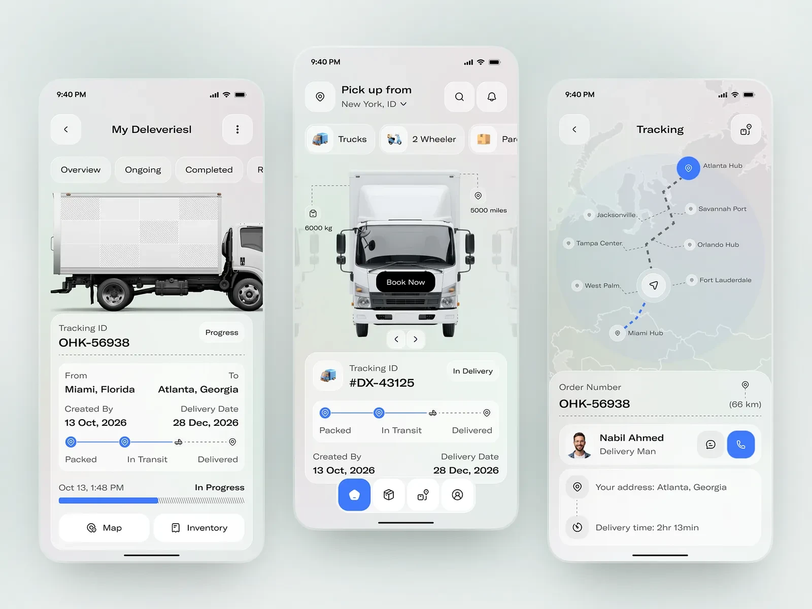 Shipment tracking and fleet management interface.