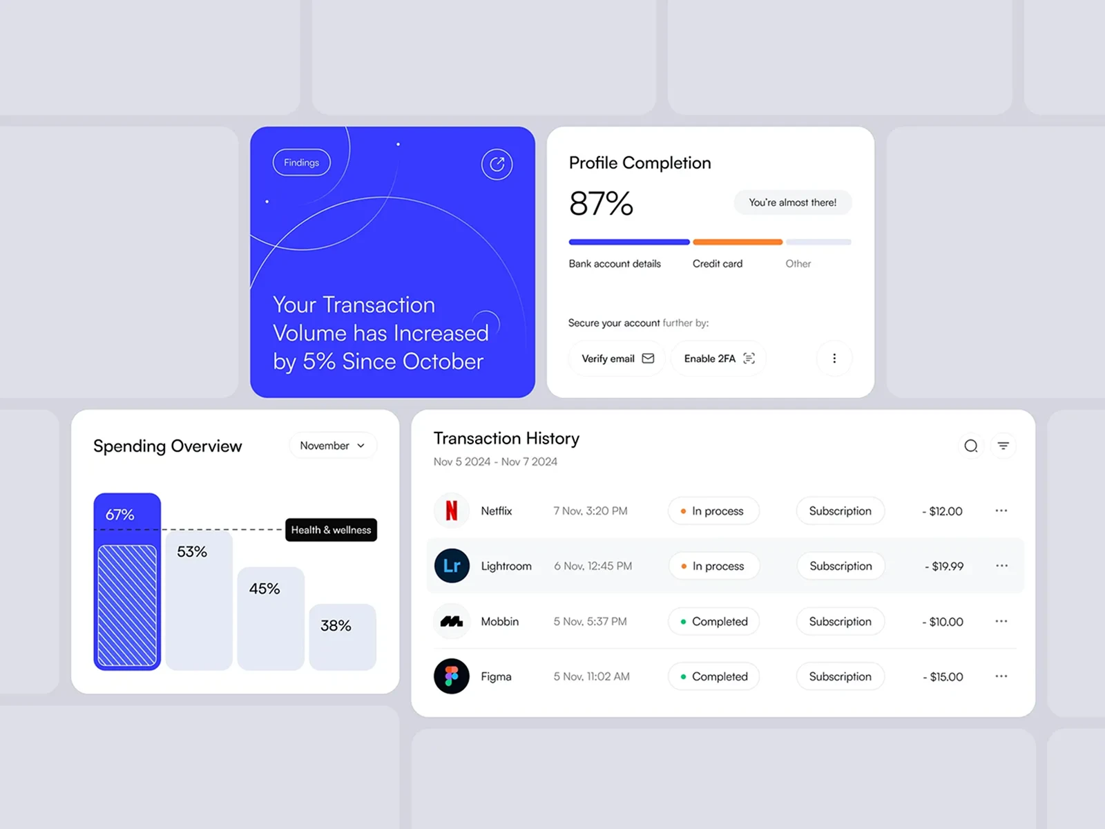 Personal financial management app and account overview.