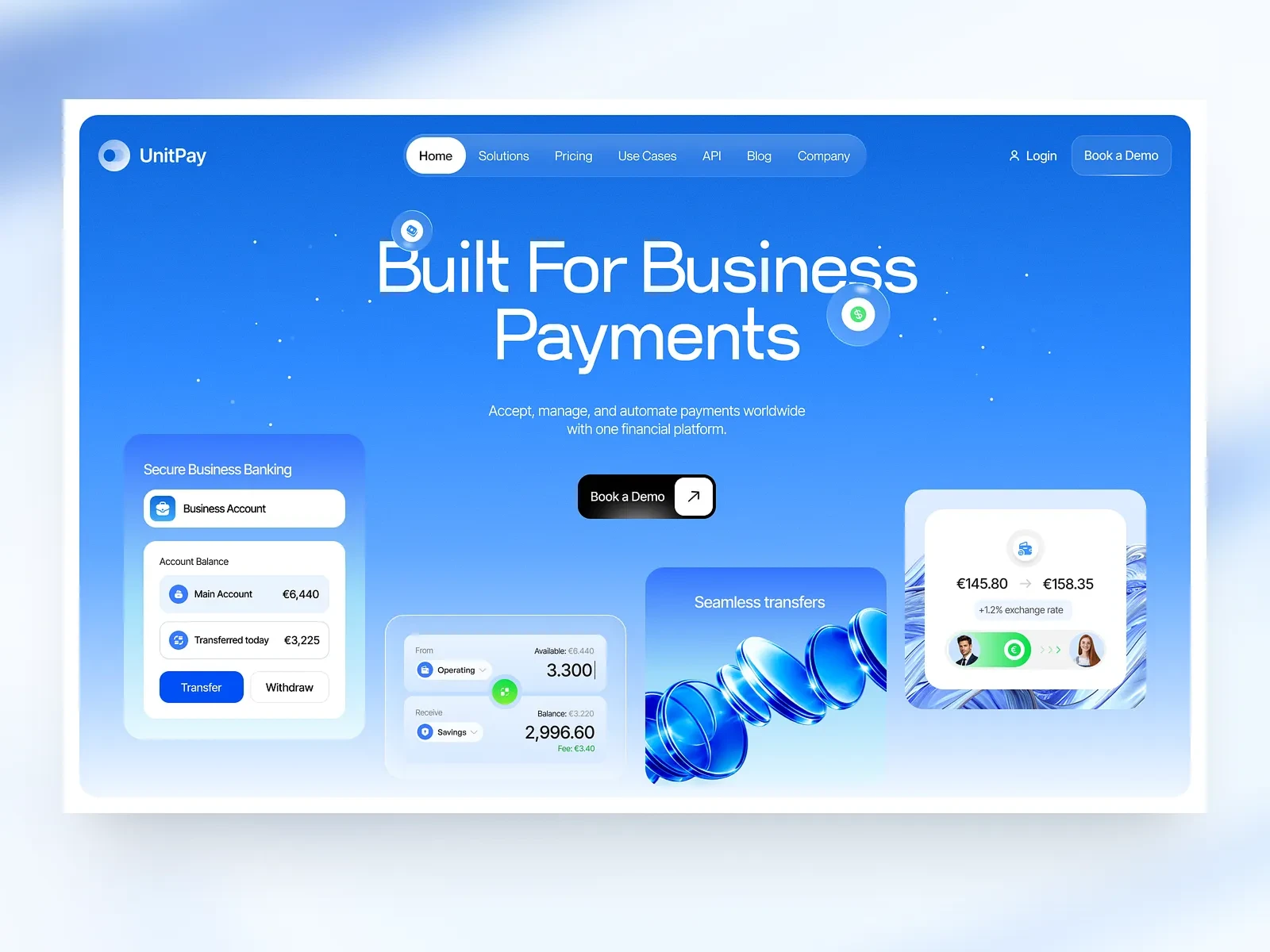 Payment management and automation platform website.